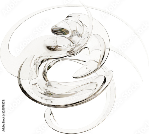 3d rendering. Abstract geometric shapes illustration. Modern minimal glass objects isolated on transparent background