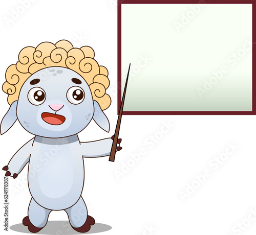 lamb teacher. For children's textbooks and books. Character for design in cartoon style. Vector illustration for designs, prints and patterns.