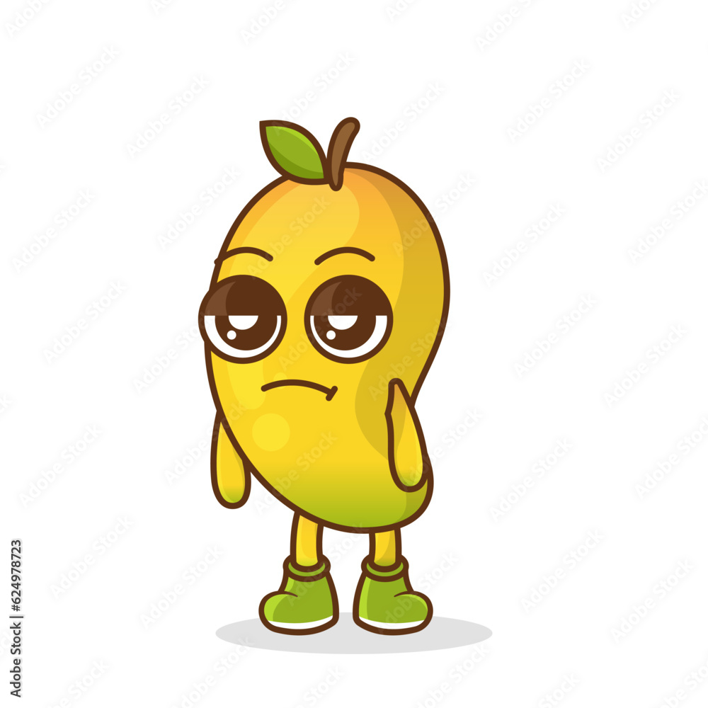 annoyed expression of the cute mango fruit cartoon character annoyed expression of the cute mango fruit cartoon character