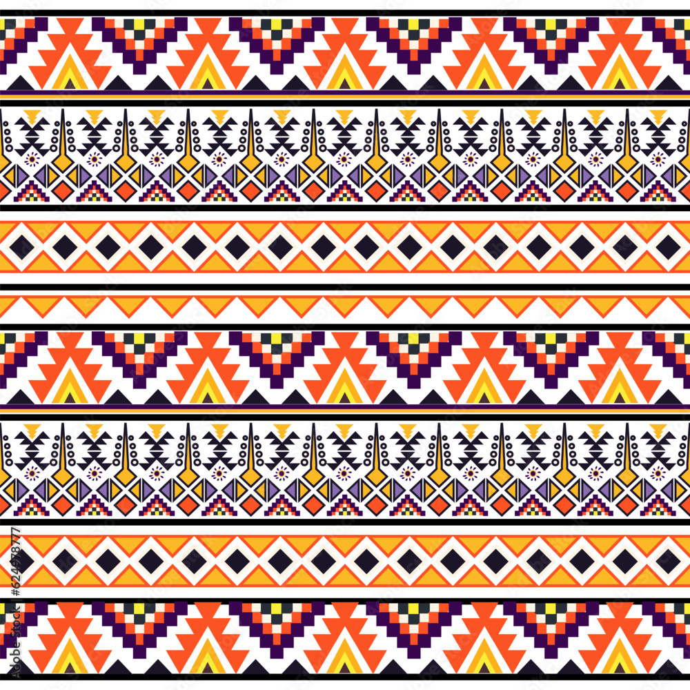 Seamless Kasuri pattern in triba,Gyp sy.Figure tribal embroidery.Indian,l.Aztec style abstract vector illustration.Ethnic stripe seamless pattern.textured ornament illustration,clothing and other. Seamless Kasuri pattern in triba,Gyp sy.Figure tribal embroidery.Indian,l.Aztec style abstract vector illustration.Ethnic stripe seamless pattern.textured ornament illustration,clothing and other.