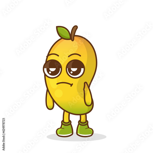 annoyed expression of the cute mango fruit cartoon character