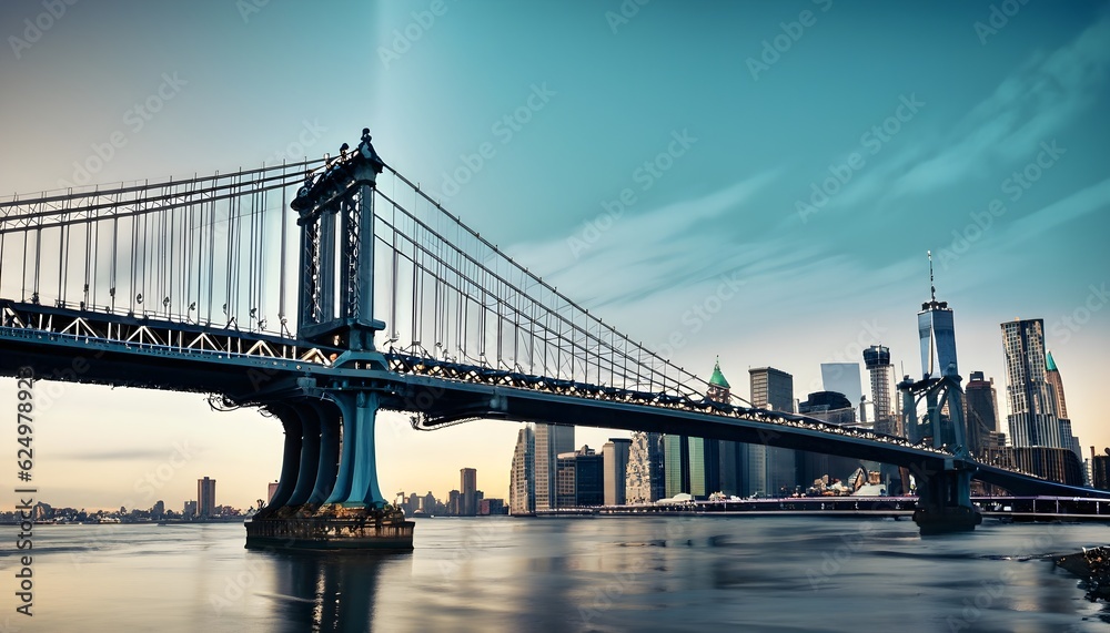 Obraz premium city bridge at sunset,AI generated