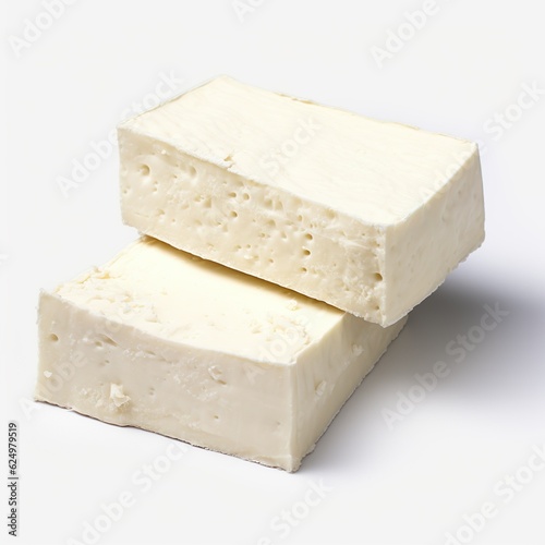 Two pieces of white mold soft cheese isolated on transparent or white background | Generative AI