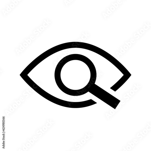 Magnifier with eye outline icon. Eye with magnifying glass. Vector illustration. EPS 10.