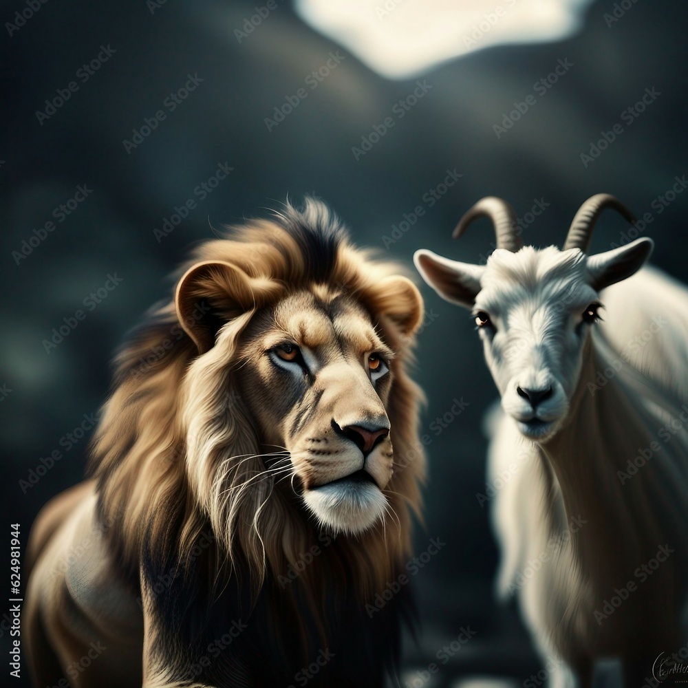 lion and goat lion and goat