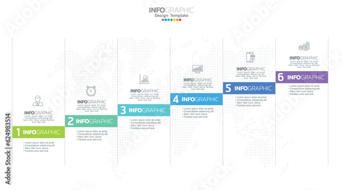 Timeline infographic vector with 6 steps can be used for workflow layout diagram annual report web design.