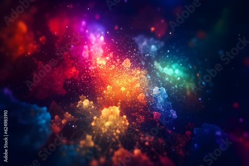 Colorful color space background. Abstract textures. Black background. The moment of the Big Bang. Generative AI 
