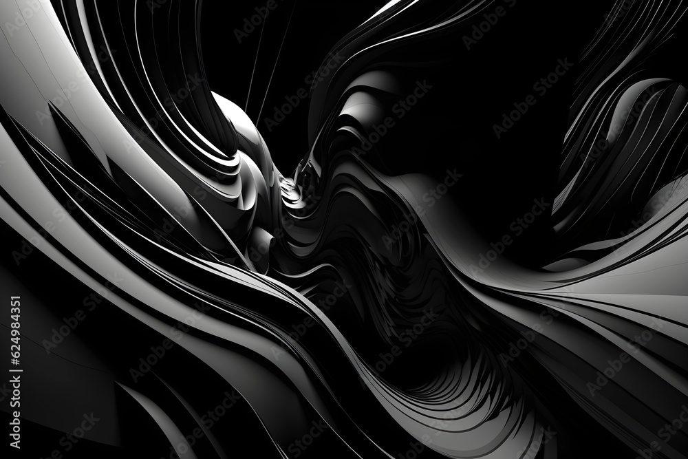 Luxury black and white abstract wallpaper. Generative AI Stock
