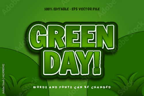 Green Day Editable Text Effect Emboss Cartoon Style