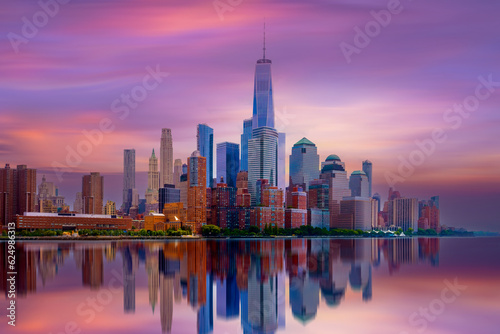 New York City with Manhattan Skyline over Hudson River New York City  USA