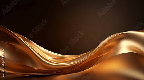Golden waves abstract background 3D rendering, elegant conceptual design with golden lines.