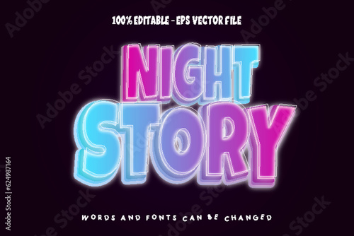 Night Story Editable Text Effect Emboss Neon Style