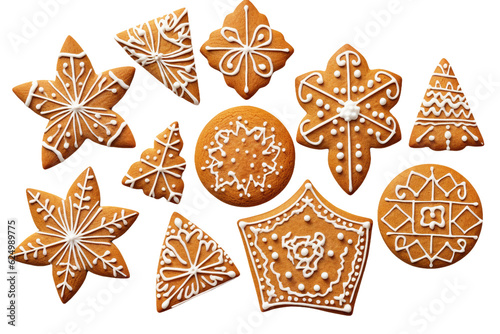 Fotografia Gingerbread cookies. isolated object, transparent background