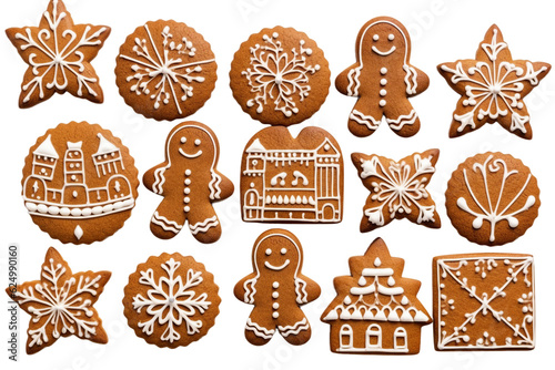 Stampa su tela Gingerbread cookies. isolated object, transparent background