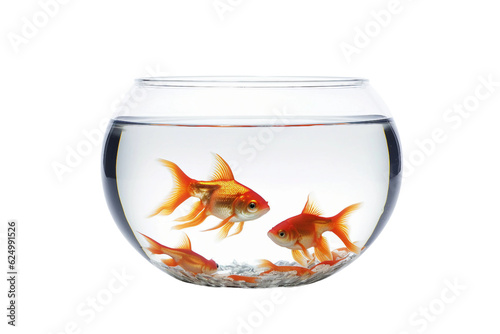 Goldfish bowl. isolated object, transparent background