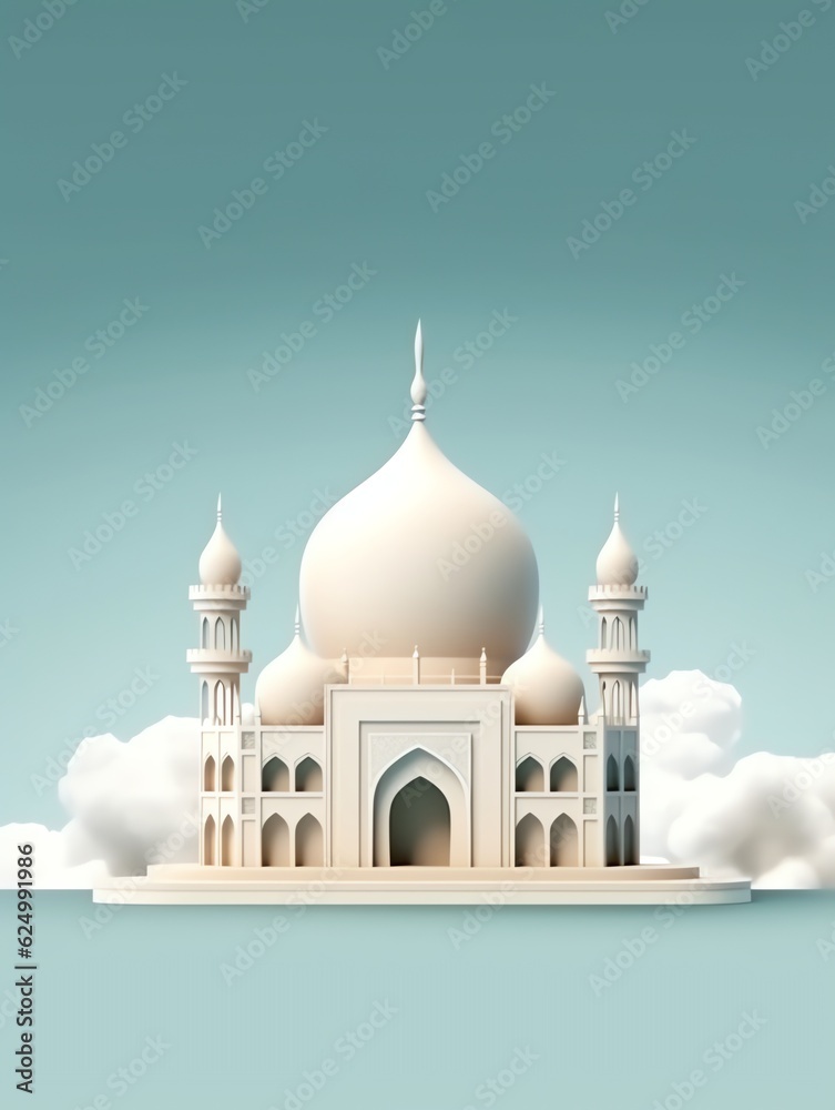 3D islamic mosque illustration for banner social media, gold, minimalist, eid fitr, eid adha, ramdhan kareem, muharam, islamic new year 3D islamic mosque illustration for banner social media, gold, minimalist, eid fitr, eid adha, ramdhan kareem, muharam, islamic new year