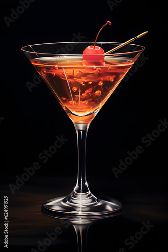 Wallpaper Mural Metropolis Manhattan cocktail isolated on black background, alcoholic beverages, alcoholic drink, elegant drink Torontodigital.ca