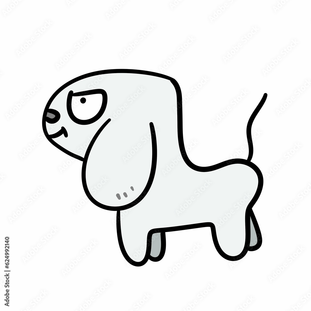 Fototapeta premium freehand drawn black and white cartoon dog