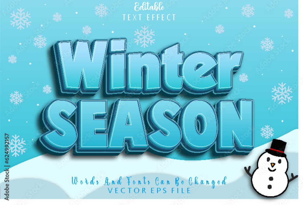 Winter Season Editable Text Effect Emboss Cartoon Style Winter Season Editable Text Effect Emboss Cartoon Style
