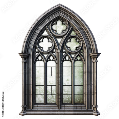 Gothic window. isolated object, transparent background