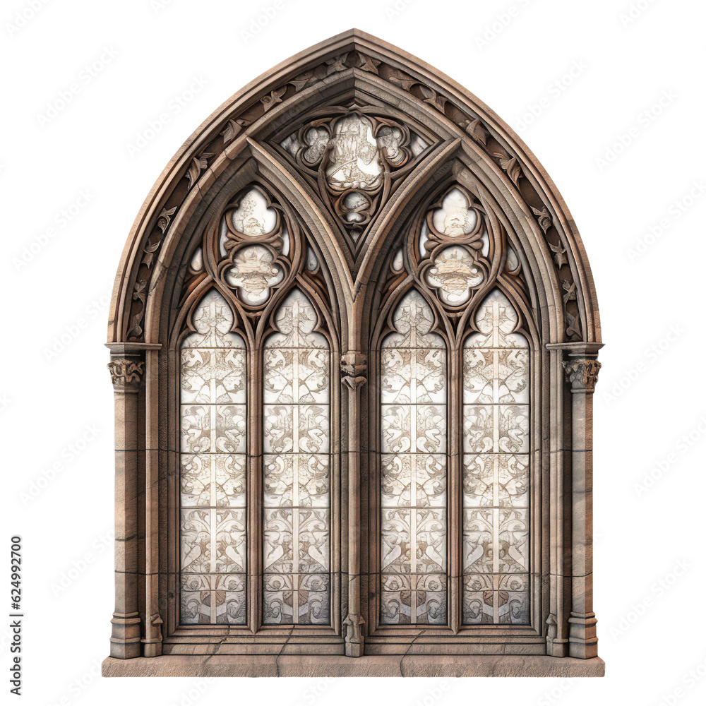 Gothic window. isolated object, transparent background