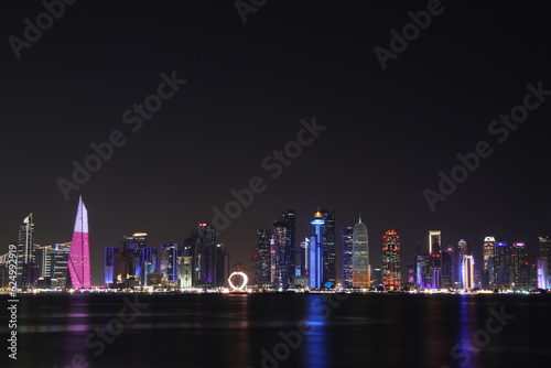  Panorama of glassed skyscrapers of Doha, Qatar