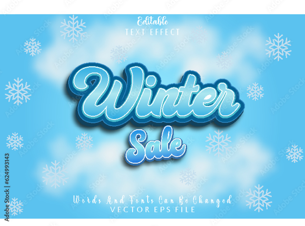 Winter Sale Editable Text Effect Emboss Cartoon Style