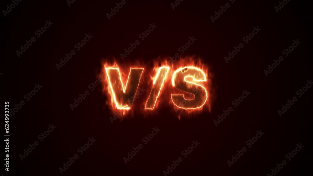Versus VS Fire Text Isolated On Black Background Versus VS Fire Text Isolated On Black Background