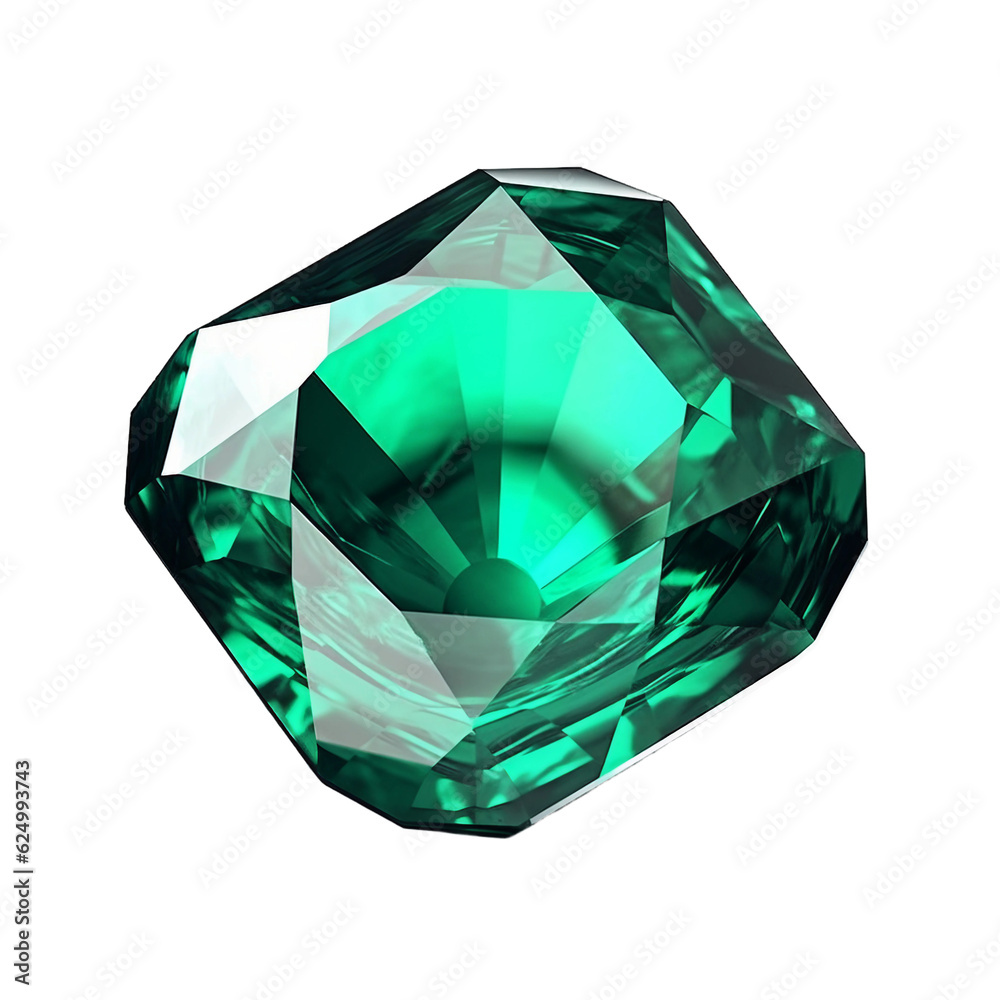 Green emerald gem. isolated object, transparent background Green emerald gem. isolated object, transparent background