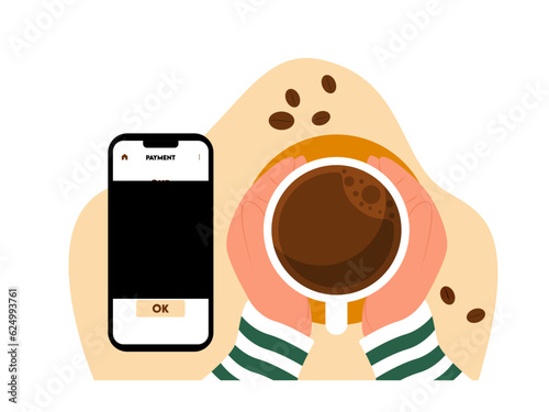 Coffee shop vector illistration. Coffee shop flat illustration. City cafe. Summer urban spring landscape. Flat design concept.