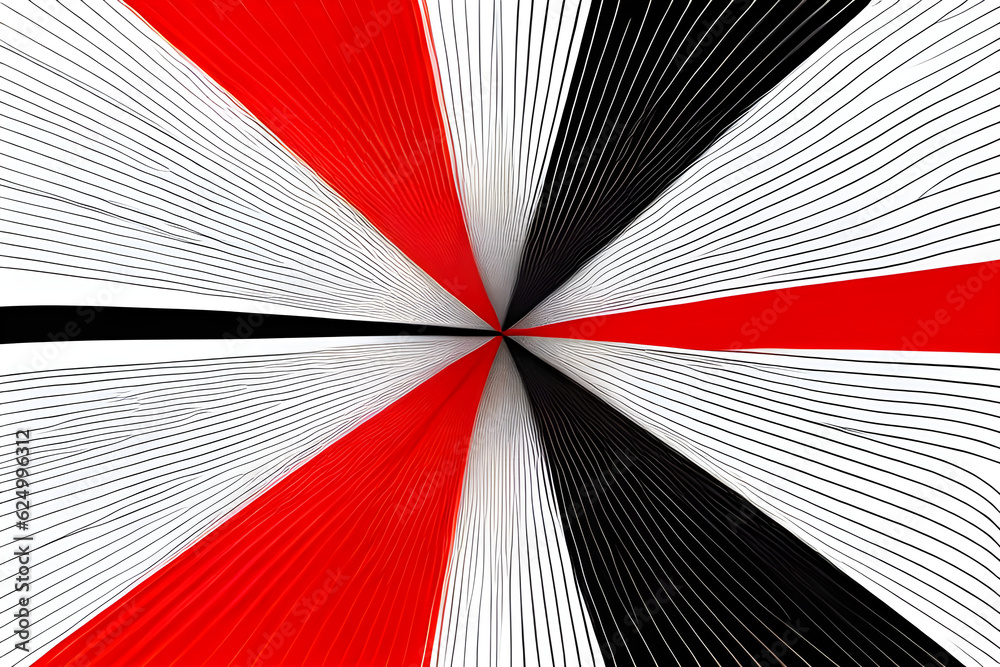 Fototapeta premium A drawing with lines, red, white, black Generative AI