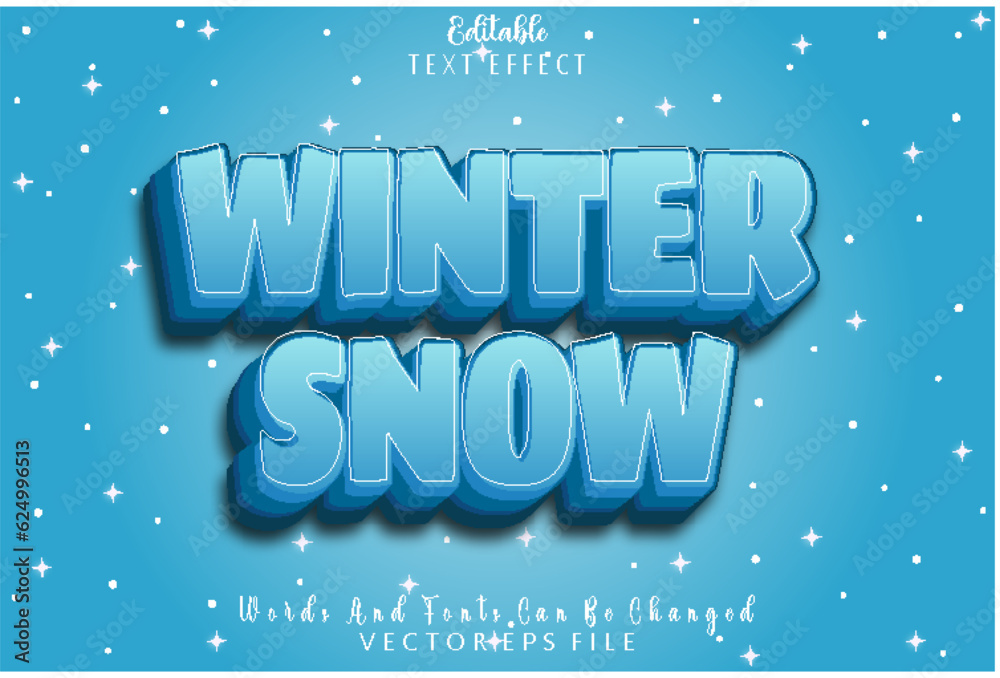 Winter Snow Editable Text Effect Emboss Cartoon Style Winter Snow Editable Text Effect Emboss Cartoon Style