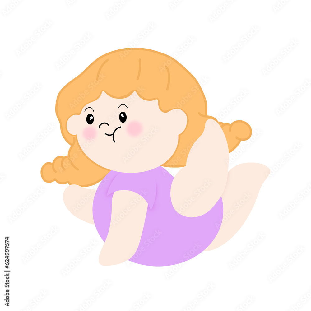 Illustration about cute chubby girl exercising Illustration about cute chubby girl exercising