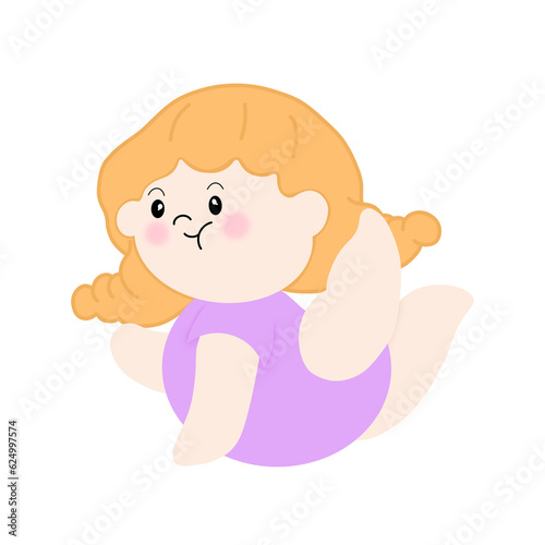 Illustration about cute chubby girl exercising