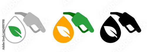 Bio diesel biofuel car leaf drop nozzle hose symbol icon oil pump logo