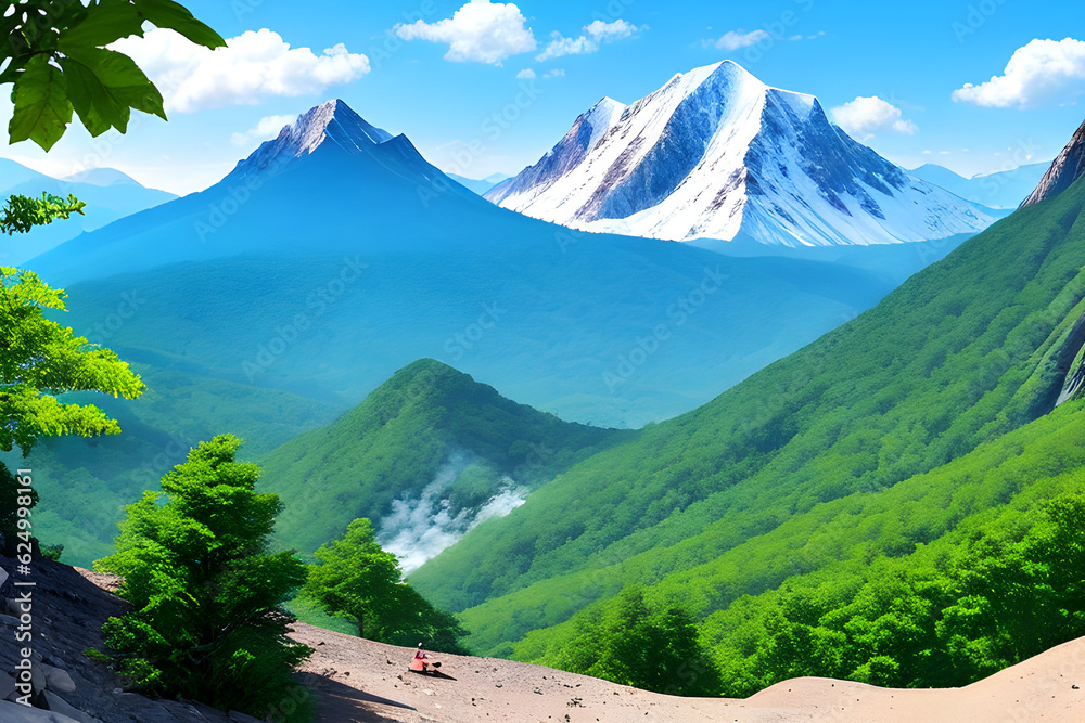 Fototapeta premium very hot summer mountain,GenerativeAI, 생성형, 인공지능