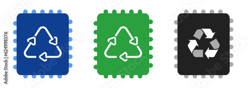 Chip recycle recycling eco friendly label for IT electronic microchip product symbol logo sign icon