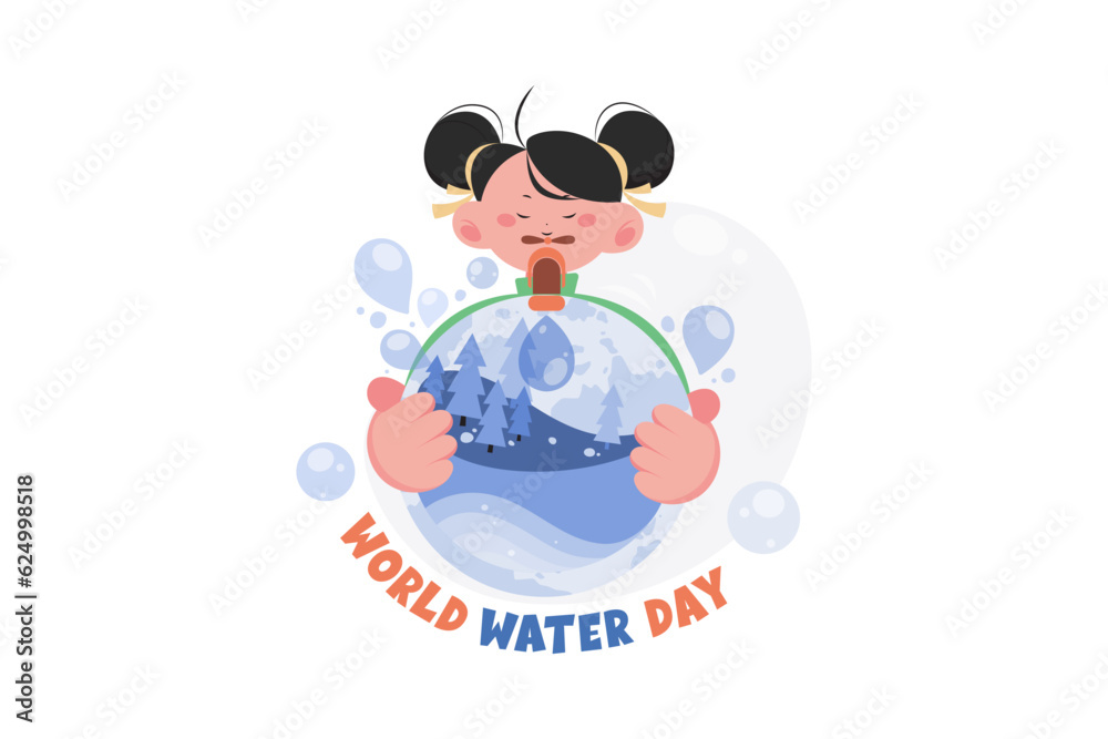 World Water Day Illustration concept on white background World Water Day Illustration concept on white background