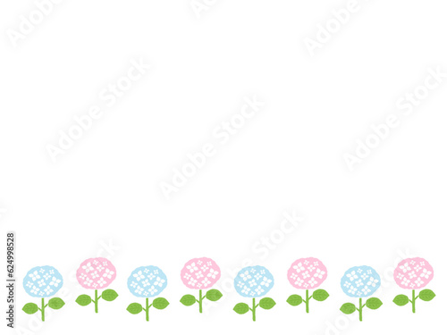 かわいい夏の紫陽花のフレーム／手書きイラスト