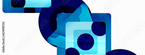 Trendy minimal geometric abstract background. Triangles, squares and circles bright colors backdrop. Vector Illustration For Wallpaper, Banner, Background, Card, Book Illustration, landing page