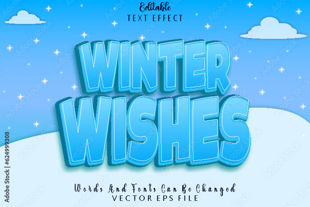 Winter Wishes Editable Text Effect Emboss Cartoon Style