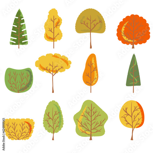 The autumn tree bundle set vector image