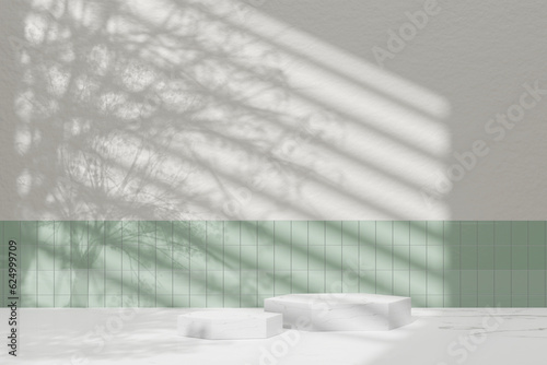 Simple monotone background with vases, tree
shadows and natural light.