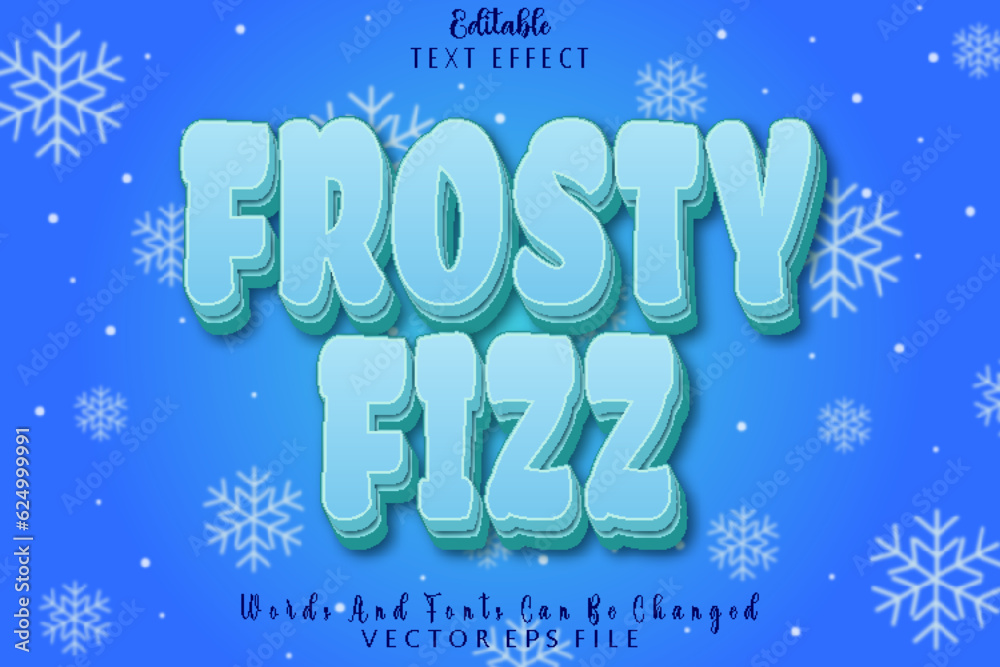 Frosty Fizz Editable Text Effect Emboss Cartoon Style