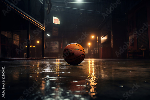 Hoops: Basketball in Night Rain with Cinematic Gloom