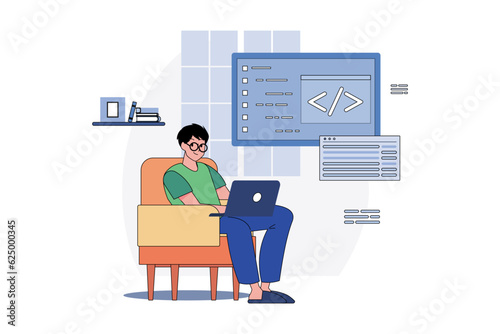 Engineer IT specialist programmer man work at home