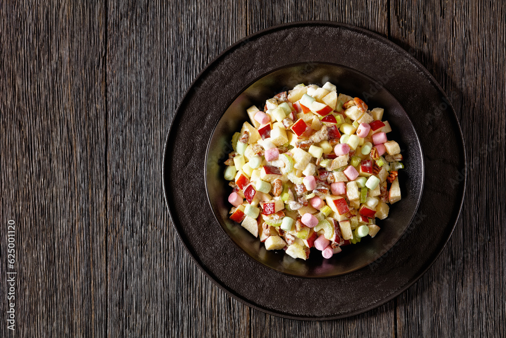 Sweet Apple Salad with celery, marshmallows, pecan Sweet Apple Salad with celery, marshmallows, pecan