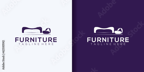 furniture sofa minimalist flat logo template vector illustration design
