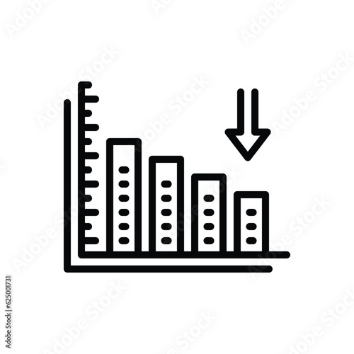 Black line icon for decreased 