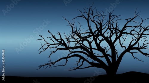 Halloween Background concept. Spooky scary tree silhouette and full moon. AI illustration.. © Oksana Smyshliaeva